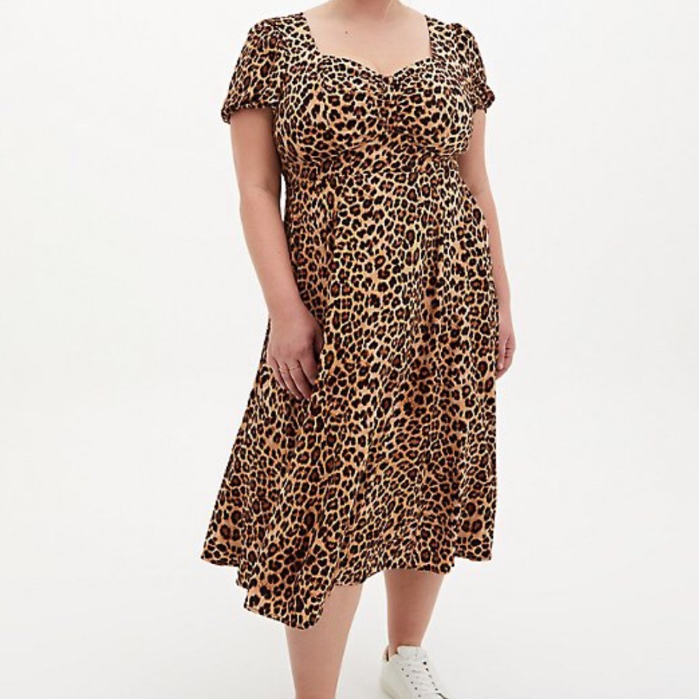 TORRID Leopard Print Plus Size Midi Dress 1X